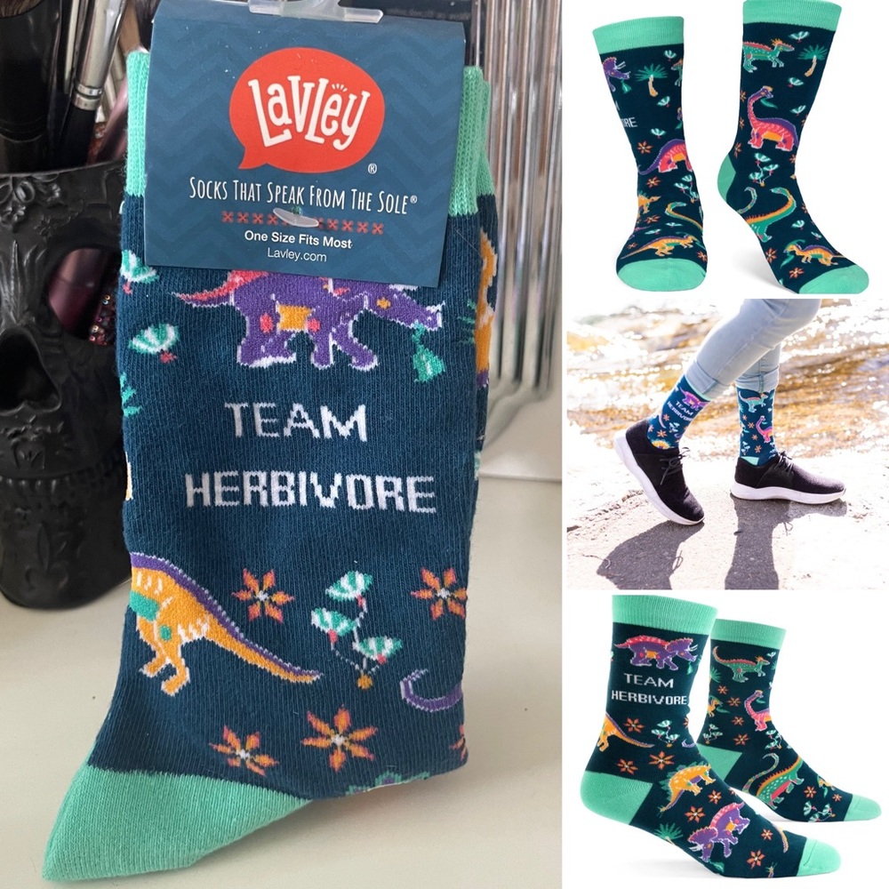 Lavley Socks Team Herbivore One Size Fits Most Women’s Size 7-11